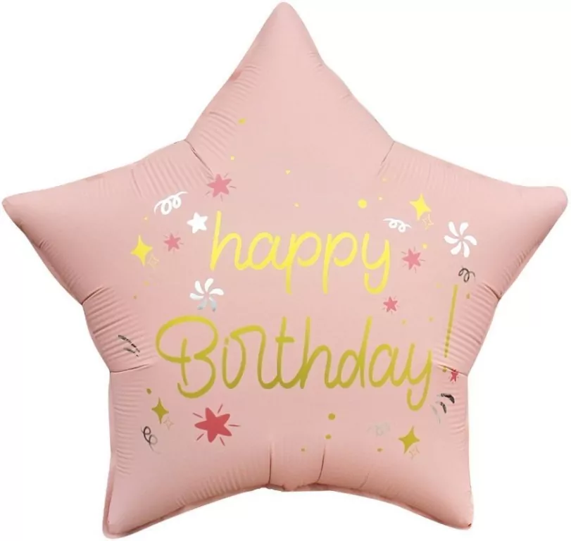 Balon foliowy Gwiazda Happy Birthday 44cm - tantis.pl