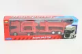 Tir Scania V8 R730 1:64 czerwona laweta WELLY - tantis.pl
