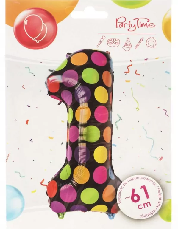 Balon foliowy cyferka 1 w kropki - tantis.pl