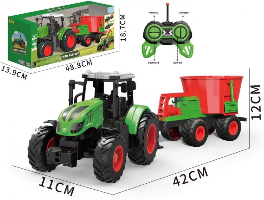 Traktor R/C z przyczepą 1:24 42x11x12cm - tantis.pl