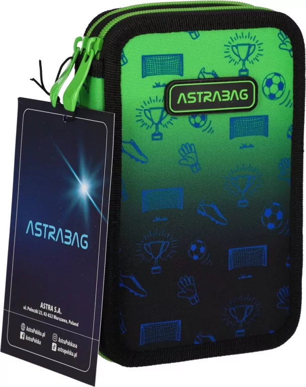 Piórnik podwójny z wyposaż. Ombre Football ASTRA - tantis.pl