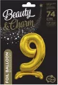 Balon foliowy B&C Cyfra stojąca 9 złota 74cm - tantis.pl