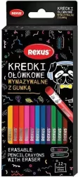 Kredki ołówkowe z gumką wymazywalne 12 kolorów