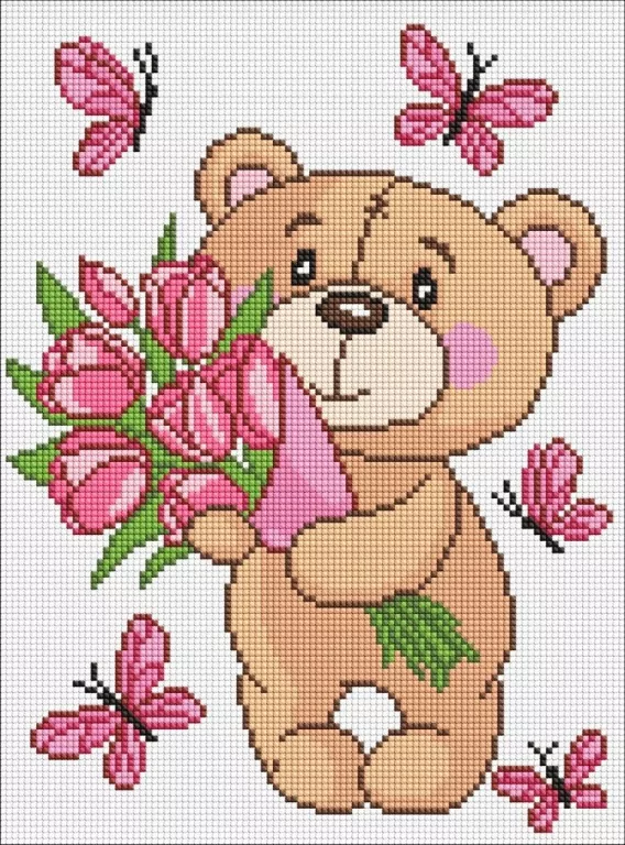 Diamentowa mozaika - Uroczy pluszowy miś 30x40cm - tantis.pl