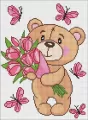 Diamentowa mozaika - Uroczy pluszowy miś 30x40cm - tantis.pl