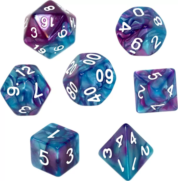 Komplet kości REBEL RPG. Niebiesko-fioletowe - tantis.pl