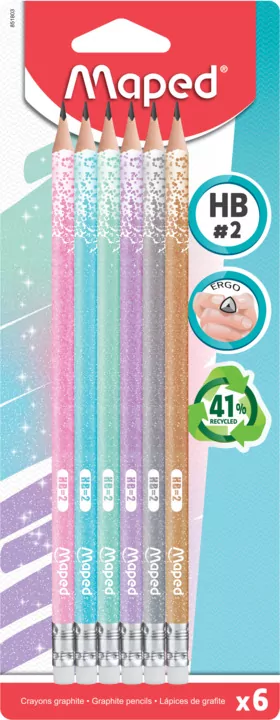 Ołówek HB z gumką. Glitter brokat - tantis.pl