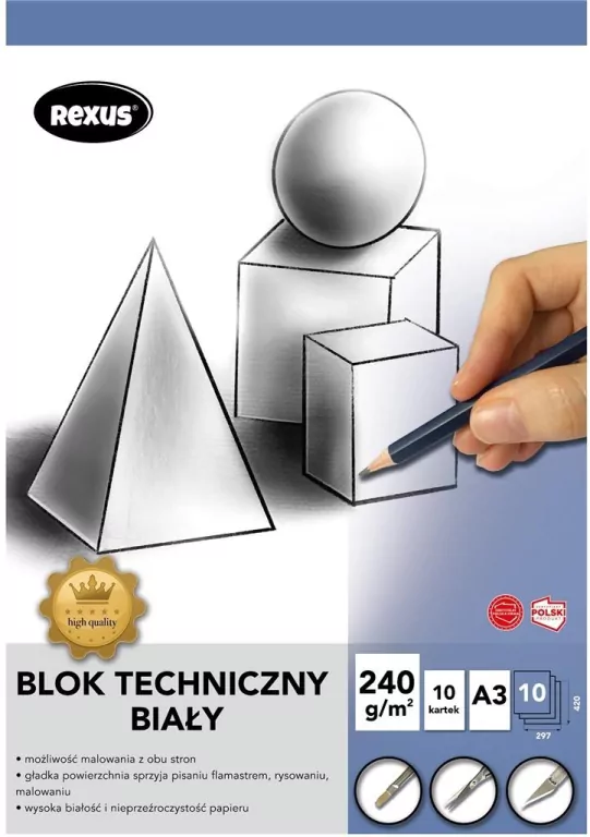 Blok techniczny A3/10K biały Premium - tantis.pl
