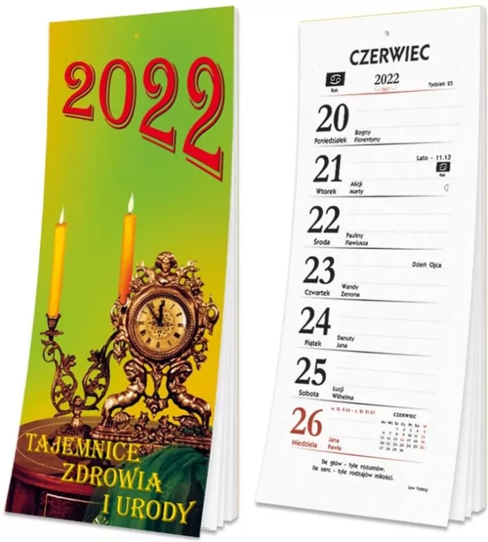 Kalendarz 2022. Tygodniowy z magnesem. Tajemnice zdrowia i urody - tantis.pl