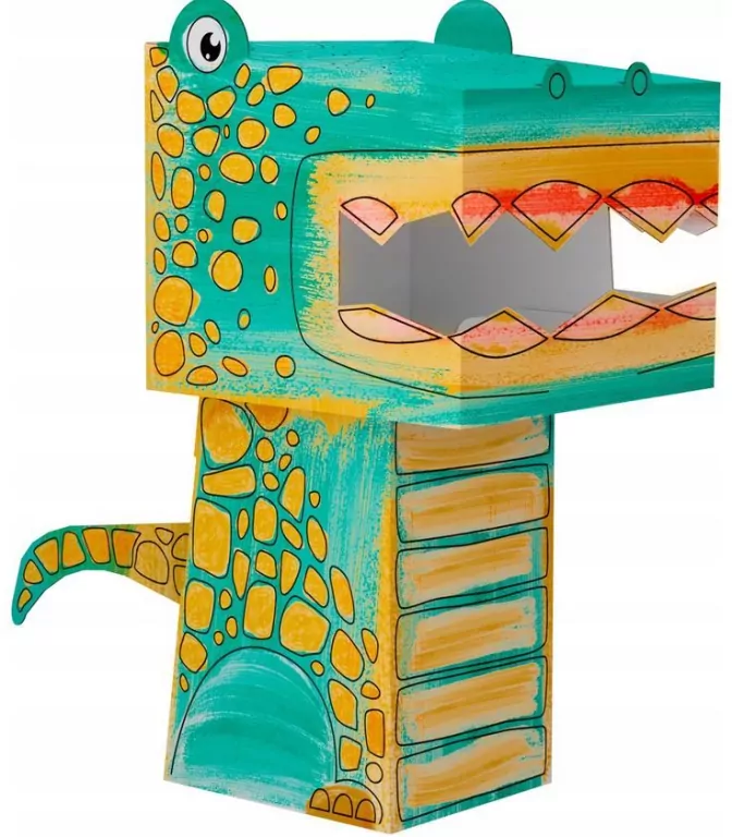 Cube head. Dino. Tyranozaur. Złóż i pokoloruj - tantis.pl