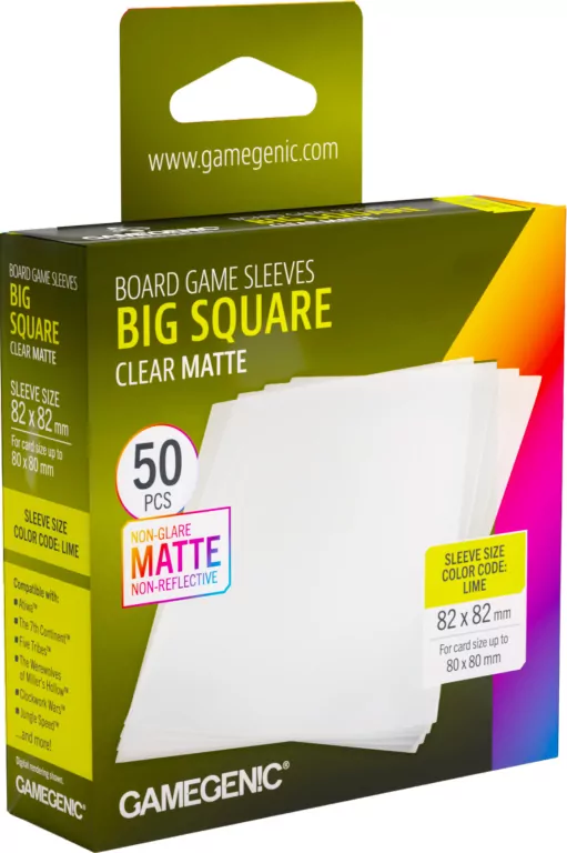 Gamegenic: Board Game Sleeves - Big Square (82x82 mm) - Clear Matte - 50 sztuk - tantis.pl