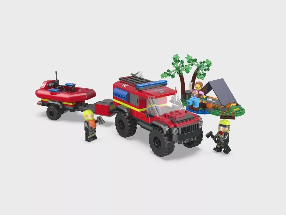 LEGO® City. Terenowy wóz strażacki z łodzią ratunkową 60412 - tantis.pl