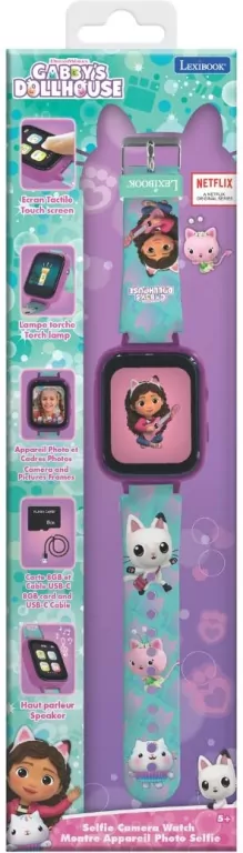 Zegarek smartwatch z kamerą Gabby's Dollhouse Lexibook DMW070GDH - tantis.pl