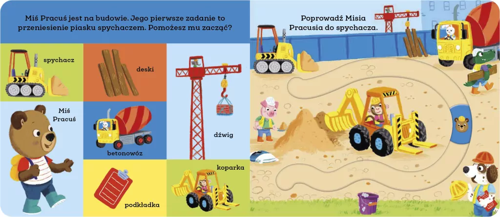 Miś Pracuś. Na budowie. Przesuń paluszkiem - tantis.pl