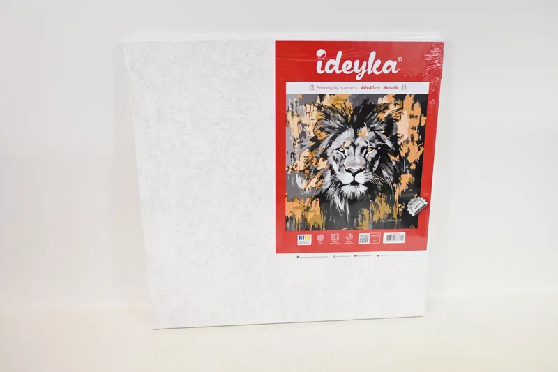 Malowanie po numerach - Złoty lew metal 40x40cm - tantis.pl