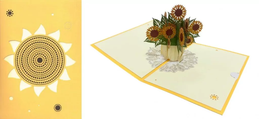 Karnet 12x18 cm + koperta POP-UP Słoneczniki - tantis.pl