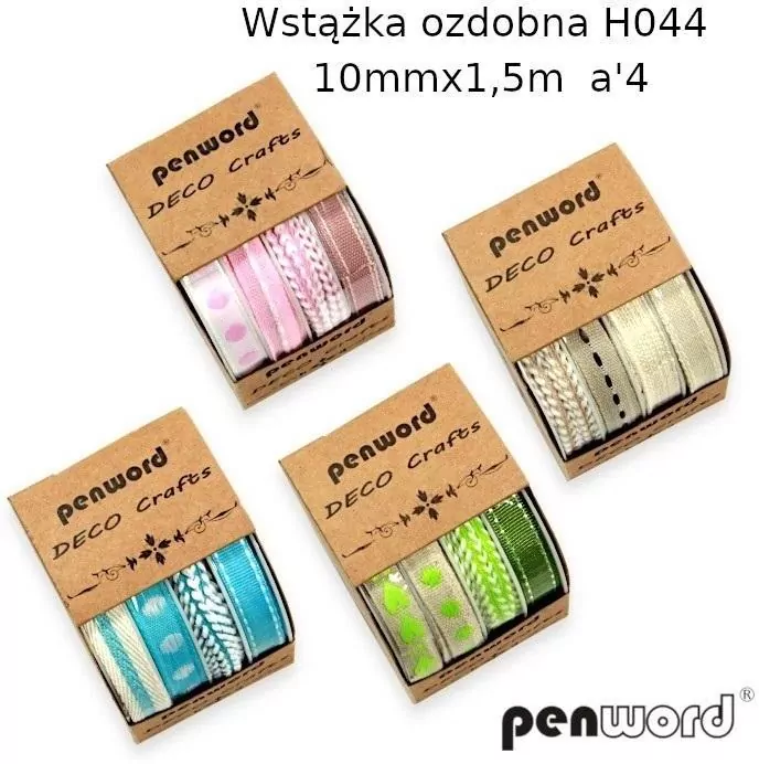 Wstążka ozdobna 10mmx1,5m 4szt (12kpl) - tantis.pl