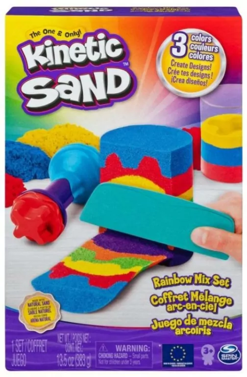 Kinetic Sand. Piasek kinetyczny. Zestaw tęczowych narzędzi - tantis.pl