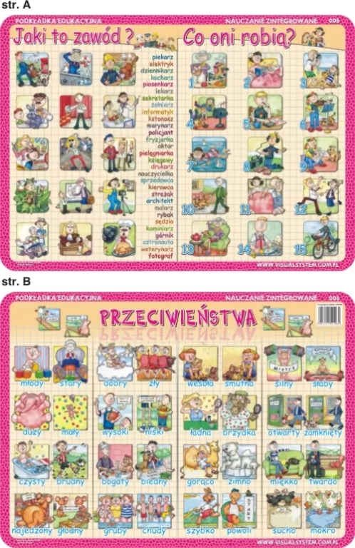 Podkładka edukacyjna  Jaki to zawód?, co oni robią, przeciwieństwa - tantis.pl