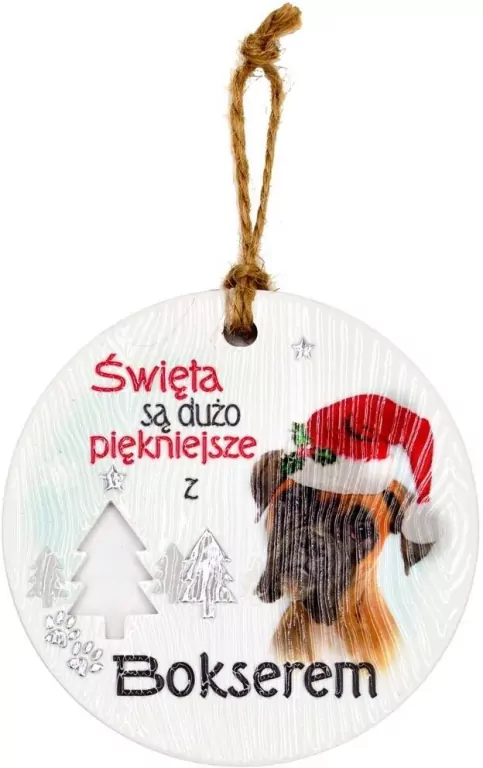 Zawieszka ceramiczna Boże Narodzenie Bokser - tantis.pl