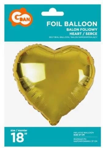 Balon foliowy Serce złote 18" - tantis.pl