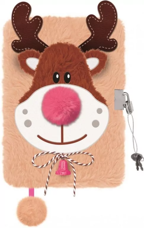 Pamiętnik z kłódką 3D włochacz A5 96k My Little Friend Beige Reindeer - tantis.pl