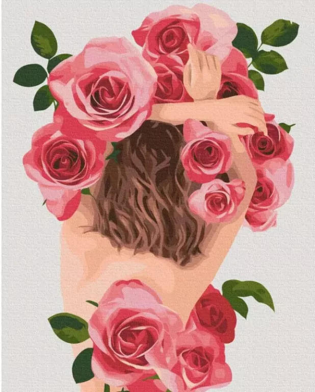 Malowanie po numerach - Kobieta kwiat 40x50cm - tantis.pl