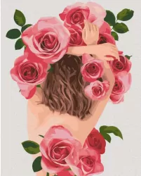 Malowanie po numerach - Kobieta kwiat 40x50cm