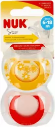 NUK. Star. Smoczki. 6-18 miesięcy. Żółty i różowy