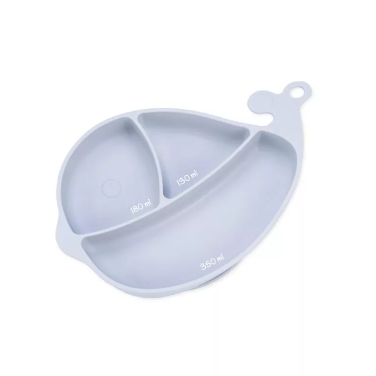 Silikonowy Talerz i sztućce. Wieloryb szary - tantis.pl