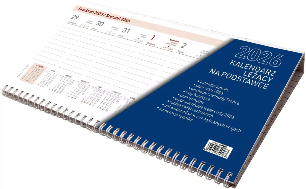 Kalendarz 2026 tygodniowy leżący na podstawce - tantis.pl