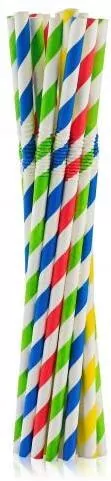 Rurki słomki papierowe łamane, paski, mix 6 x 200mm - tantis.pl