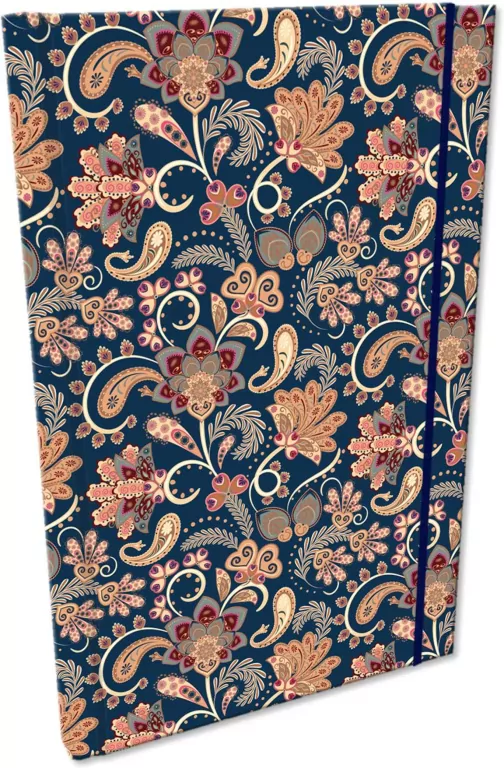 Notes A5 kratka z gumką Soft Touch Paisley Kwiaty Blue - tantis.pl