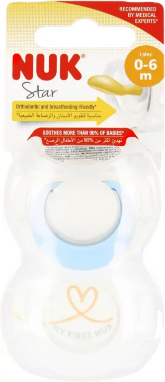 NUK. Star. Smoczki. 0-6 miesięcy. Biały i niebieski - tantis.pl