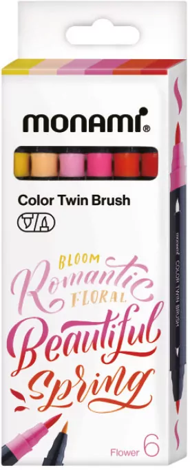 Dwustronne pisaki z końcówkami pędzelkowymi Color Twin Brush Flowers 6 kolorów - tantis.pl