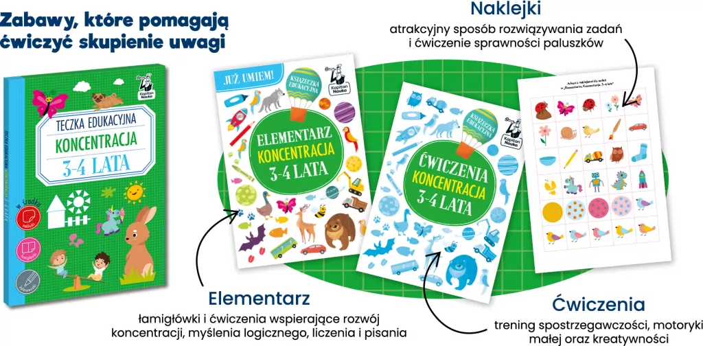 Teczka edukacyjna. Koncentracja. 3-4 lata. Kapitan Nauka - tantis.pl