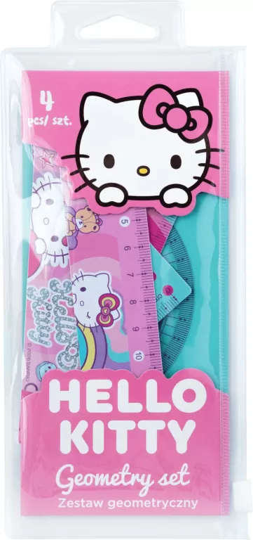 Zestaw geometryczny Hello Kitty Pink 4 sztuki - tantis.pl
