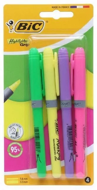 Zakreślacz Grip mix 4szt BIC - tantis.pl