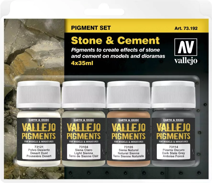 Vallejo: 73.192 - Pigment Set -Stone & Cement (4x35 ml) - tantis.pl
