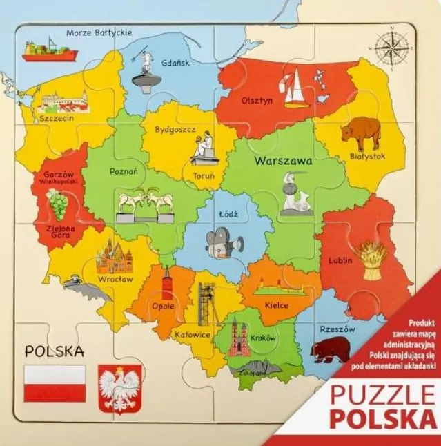 Puzzle Mapa drewniane 25x25cm - tantis.pl