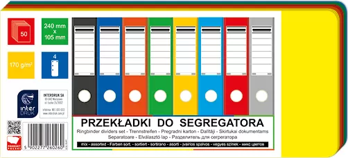 Przekładki do segregatora 240x105mm 50 mix - tantis.pl