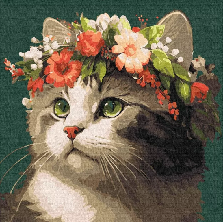 Malowanie po numerach -Wiosenny kot 40x40cm - tantis.pl
