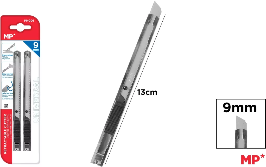 Nóż do papieru wysuwany czarny 9mm 2szt - tantis.pl