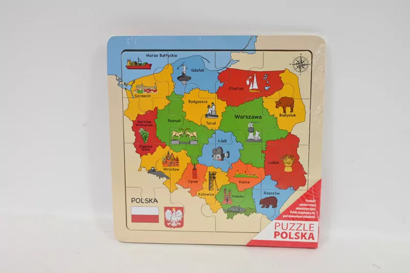 Puzzle Mapa drewniane 25x25cm - tantis.pl