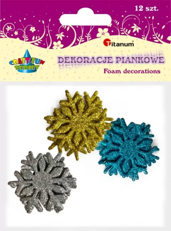 Piankowe śnieżynki brokatowe. Mix - tantis.pl