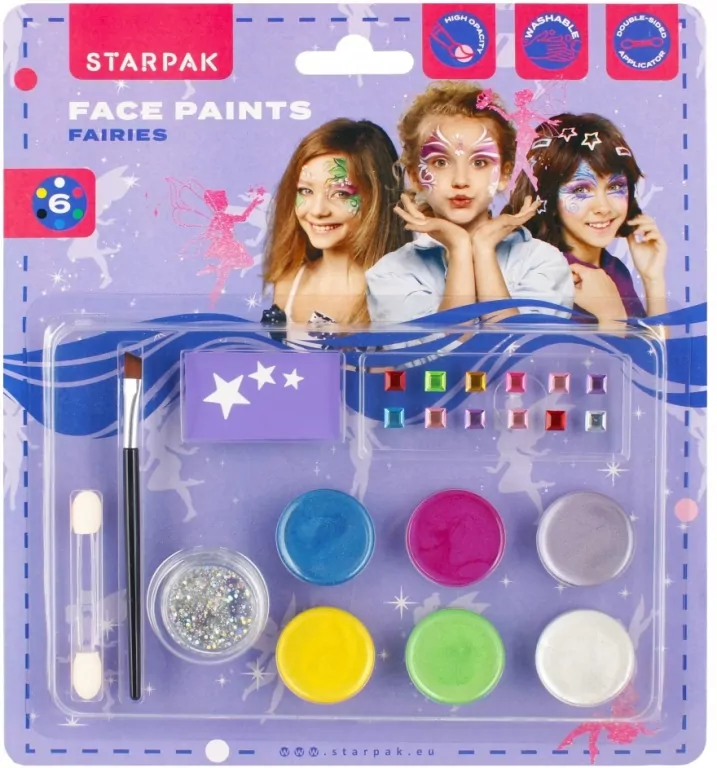 Farby do malowania twarzy 6 kolorów + brokat Fairy - tantis.pl