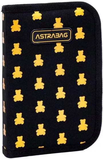 Piórnik pojedynczy dwuklapkowy bez wyposażenia. Astrabag. Golden Teddy - tantis.pl