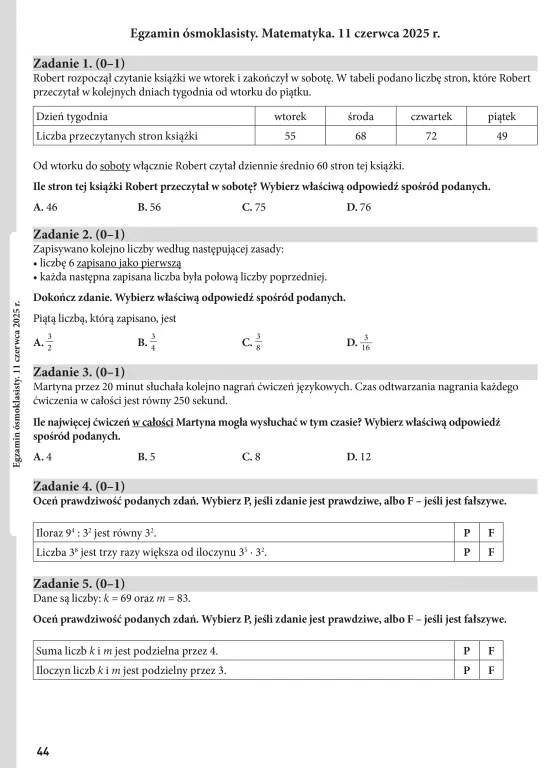 Arkusze egzaminacyjne Matematyka dla 8-klasisty - tantis.pl