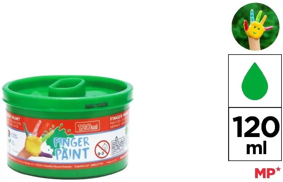 Farba do malowania palcami zielona 120ml (6szt) - tantis.pl