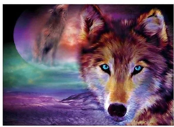 Mozaika diamentowa 5D - Wilk 40x30cm - tantis.pl